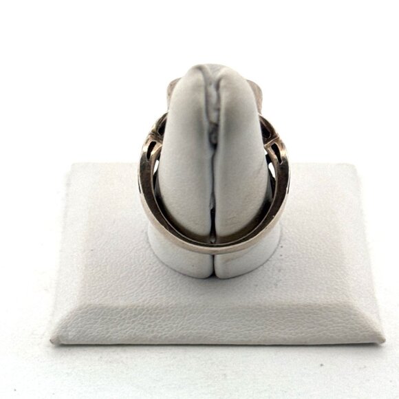 Estate Sterling Silver 925 Celtic Wide Band Ring w/ Yellow Gemstone, Size 8 - Picture 3 of 8